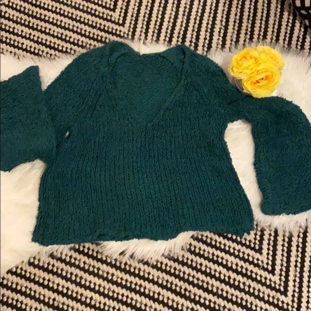 Free people bell sleeve loose cable knit sweater